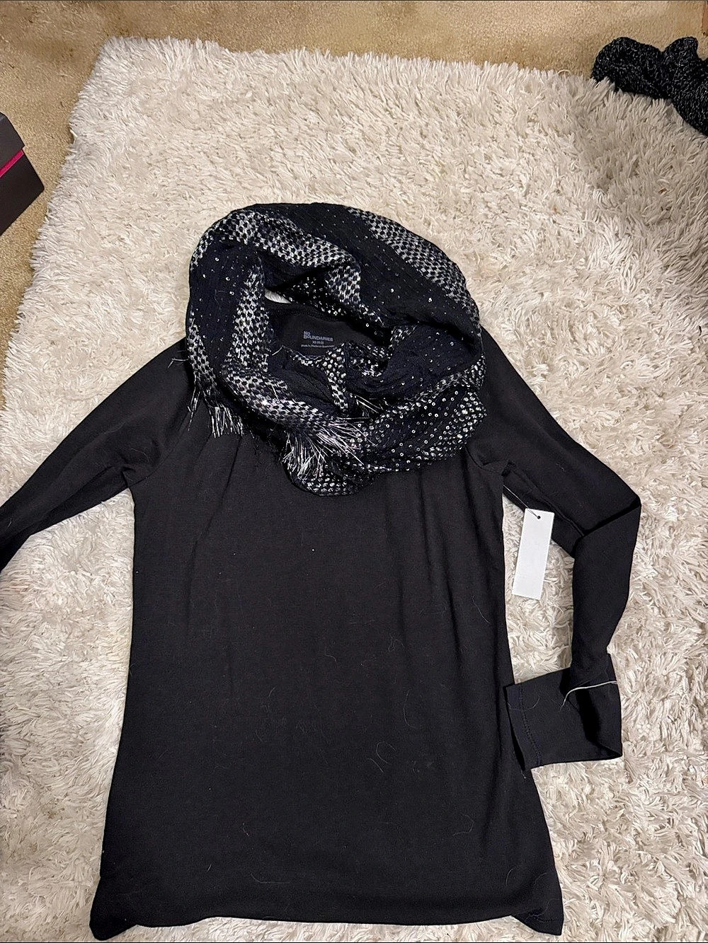 No Boundaries Black Long Sleeve Tunic with Scarf